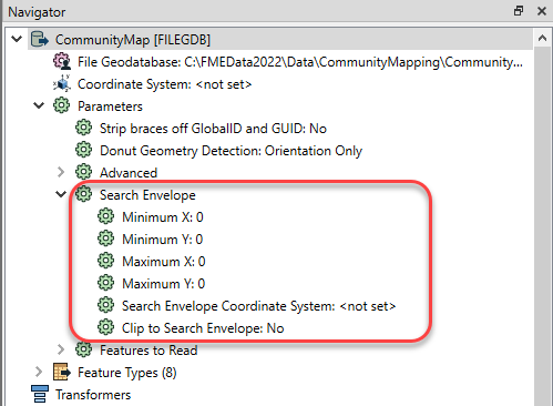 Search Envelope parameters